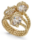 Anillo de cuerda con trío de piedras en baño de oro