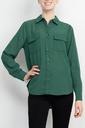 Blusa camisera con bolsillos de parche 