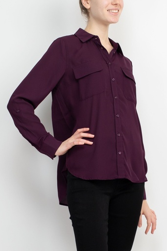 Blusa camisera con bolsillos de parche 