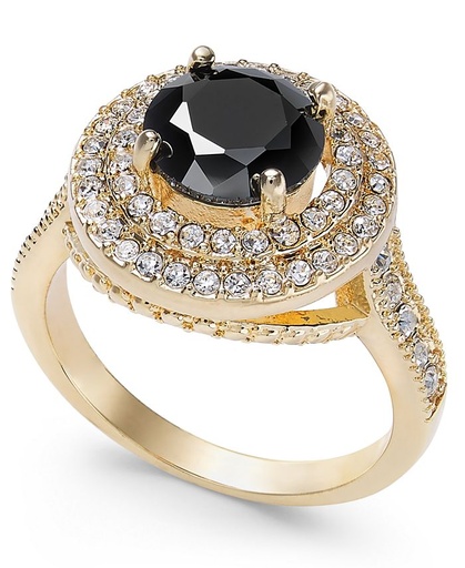 [1410302] Anillo con halo de piedra pavimentada