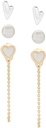 Conjunto de aretes corazones y perlas