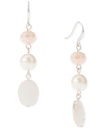 Aretes colgantes triples con cuentas