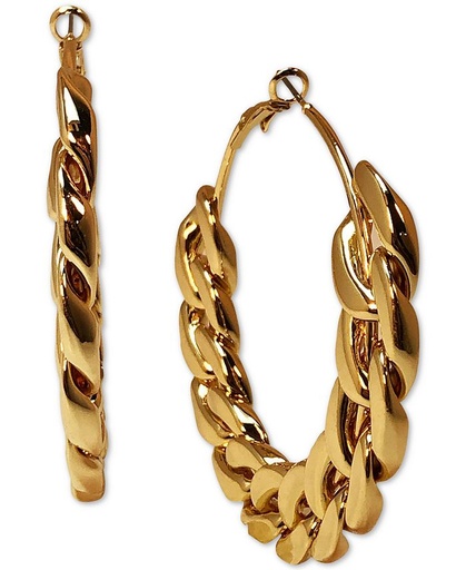 [1410561] Aretes de aro grandes con eslabones