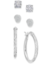 Set de aretes de aro y nudo de amor de plata