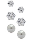 Set de aretes de perlas y circonias