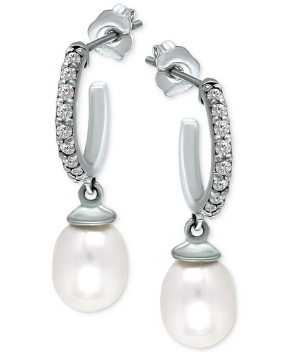 [1410605] Aretes de aro con perlas de agua dulce