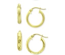 Juego de aretes tipo argolla con baño 18K