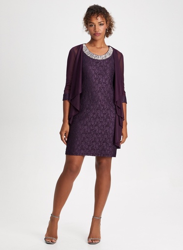 Vestido formal  con chaqueta de malla