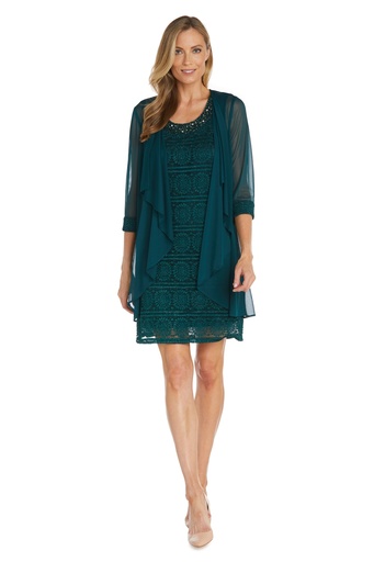 Vestido con chaqueta con purpurina