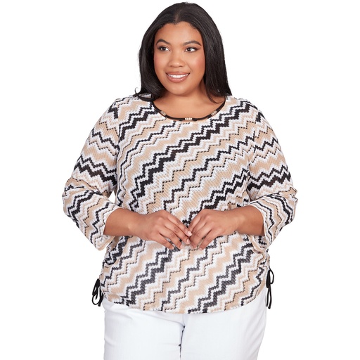 Blusa con cordón y textura diagonal
