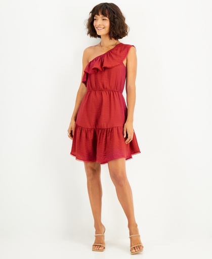 Vestido con un solo hombro y volantes