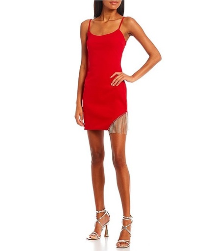 Vestido con ribete de flecos