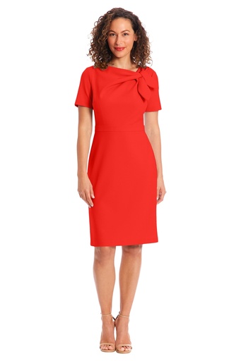 Vestido tubo con cuello anudado- Suni