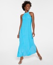 Maxi vestido halter plisado