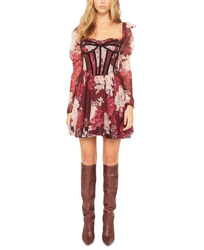 Minivestido con corsé estampado