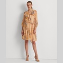 Vestido floral de georgette arrugado
