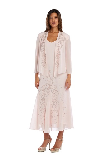 Vestido formal con chaqueta de chiffon