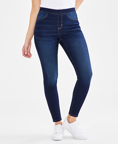 Jeggings desteñidos de tiro medio