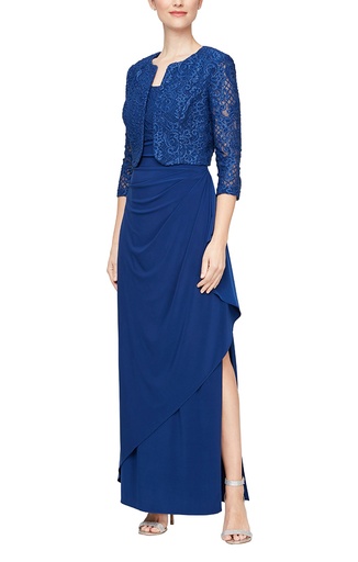 Vestido largo con bolero en 3/4
