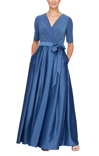 Vestido de fiesta de satén y jersey