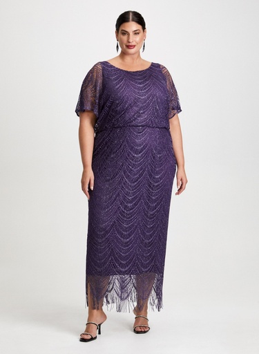 Vestido midi tipo blusón metalizado