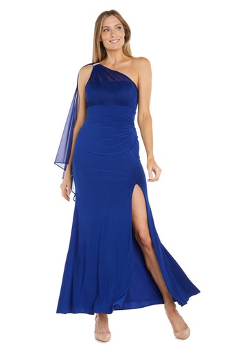 Vestido largo con capa de un hombro