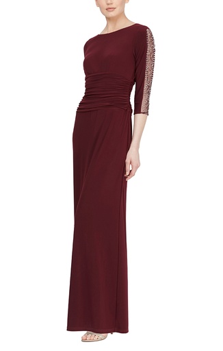Vestido largo de jersey mate drapeado