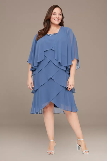 Vestido midi de gasa con chaqueta Cheryl