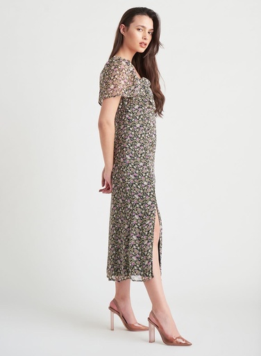 Vestido midi de fruncido floral