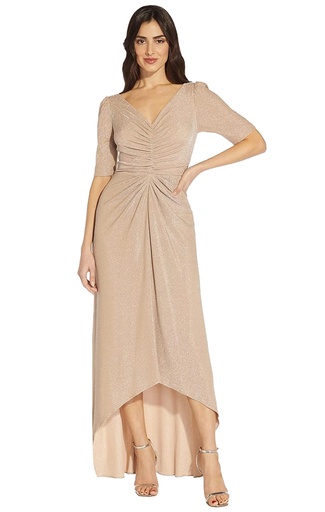 Vestido de punto metalizado con escote en V