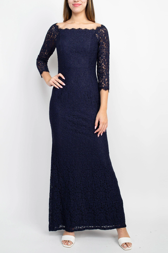 Vestido de encaje con escote festoneado