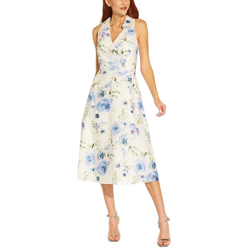 Vestido midi de jacquard con escote 