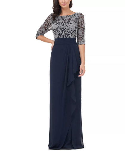 Vestido largo con cintura plisada