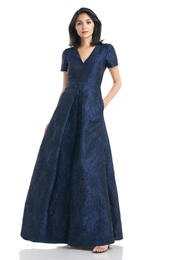 Vestido de jacquard con manga corta