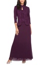 Vestido largo con chaqueta jaqcuard