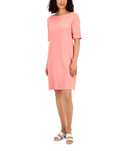 Vestido sólido de escote barco