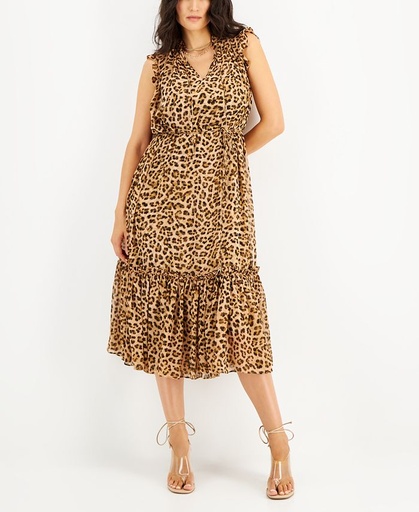 Vestido midi de animal print