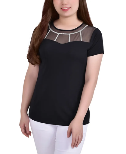 Blusa de crepé de manga corta