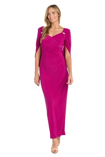 Vestido largo con hombros drapeados