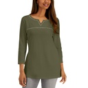 Blusa cuello dividido tachonada