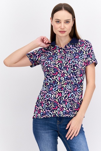 Blusa tipo polo estampado abstracto