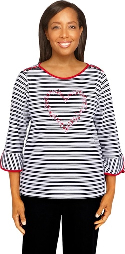 Blusa con rayas y bordado de corazón