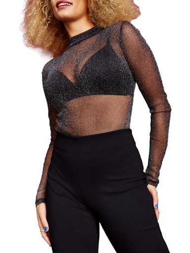 Body de cuello alto metalizado