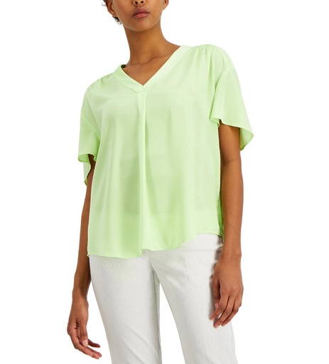 Blusa con escote en V fruncido