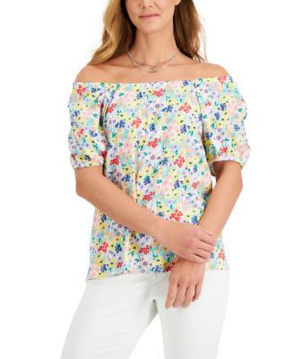 Blusa tipo campesina abotonada