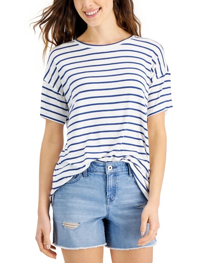 T-shirt a rayas con cuello redondo