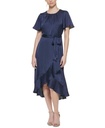Vestidos satinado con volantes
