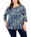 Blusa con cuello redondo manga 3/4