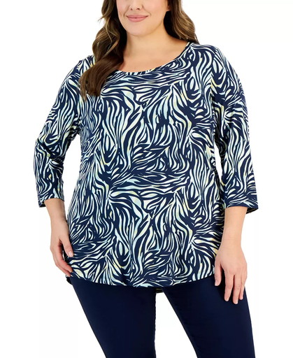 Blusa con cuello redondo manga 3/4