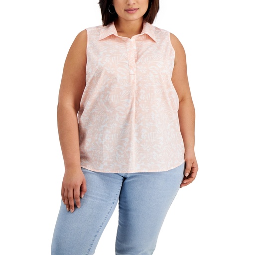 Blusa sin mangas cuello redondo escote en v